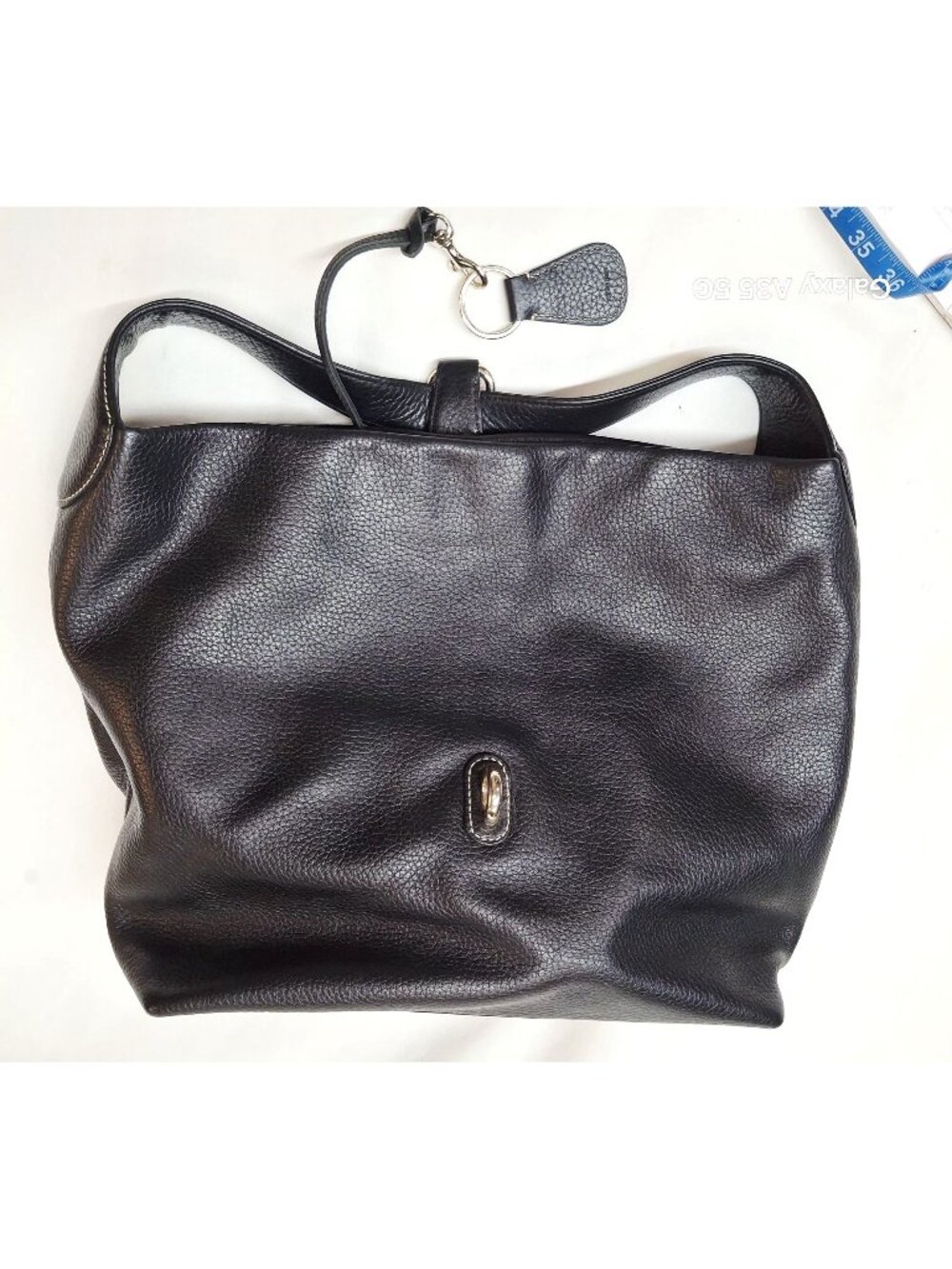 Dooney & Bourke Black Pebbled Leather Hobo Shoulder Bag With Pink Interior